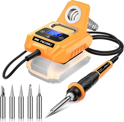 FrogBro Fer à Souder Nécessite une batterie Makita 20V Max | réglable de 100 à 500°C, Poste à souder portable avec 6 Embouts et Écran LED pour Réparations DIY (Batterie non Incluse)