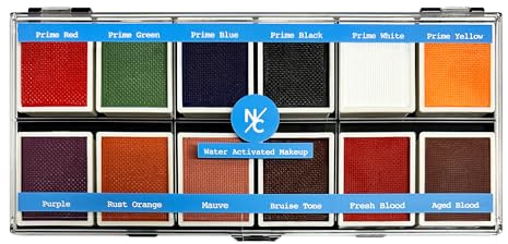 Narrative Cosmetics FX 12 Color Palette - Water Activated Face & Body Paint for Special Effects, Theater, Cosplay - SFX Makeup High Pigmentation & Blendable