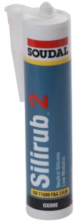 Soudal Silirub 2 Silicone Sealant Seal Neutral Low Modulus Window Glass Very Fast Skinning and Final Cure - Suitable for Glazing and Joints Works - 300ml (Clear)