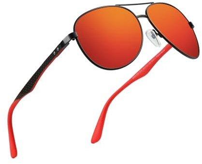 ZENOTTIC Sonnenbrille Herren Damen Polarisiert Retro Pilotenbrille Kohlefaser Metall Rahmen UV400 Schutz Fahren Reisen Angeln Sport