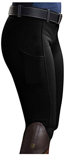Reitleggings Damen Mädchen Reithose Mit Handytasche Elastische Jodhpurhose Reit-Tights Für Reitschule Reitsport Radfahren Turnierreithose Kniebesatzreithose Reiterhosen Vollbesatzreithose S-Xxl