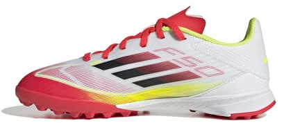 adidas Unisex - Bambini F50 League Football Boots Turf Kids, Cloud White/Core Black/Solar Yellow, 33 EU
