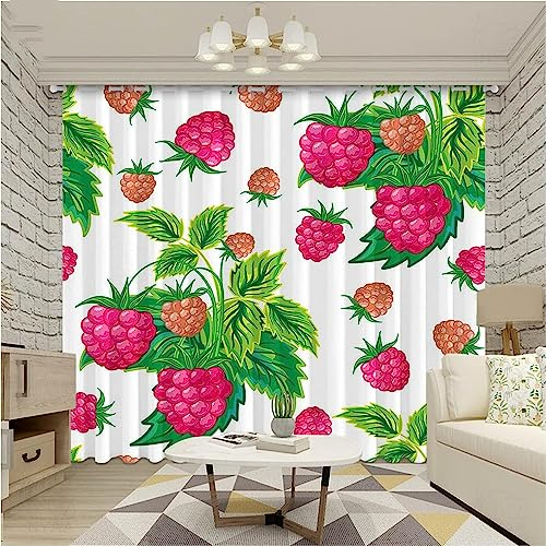 Vorhang, Kinderzimmer, 3D Rosa Frucht 280 (B) X 300 (H) cm Kindervorhänge Mit Ösen, Polyestervorhänge, Wärmeschutzvorhang, Blickdichter Vorhang Mit Ösen, Kindervorhänge Für Wohnzimmer, Schlaf0