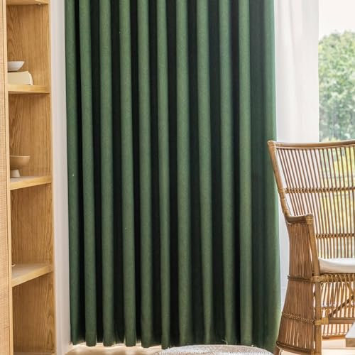 Musihy Thermovorhang Hitzeschutz, 86 x 214 cm Grün Tüllen Raum Verdunkelung Thermisch isolierte Vorhänge für Schlafzimmer