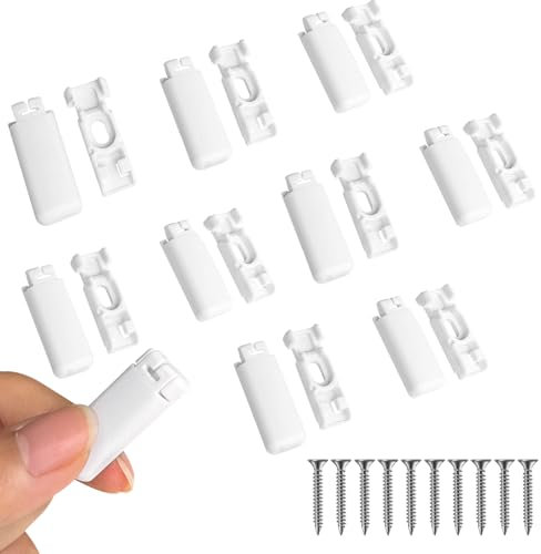 10Kit 20 Stück Plissee Ersatzteile Set Klemmträger Zubehör, Spannschuhe für verspannte Plissees, für Klebeträger und Stick & Fix Front Klebeplatten - weiß