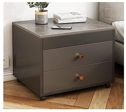 HGJHJJHK Eleganter Nachttisch, Nachttisch, 2 Schubladen, Beistelltisch, höhenverstellbarer Nachttisch mit anhebbarer Platte, Nachttisch, Nachttisch aus Metall, Beistelltisch