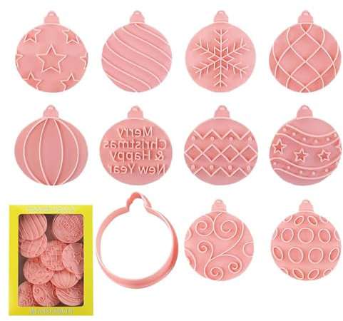 Moule à biscuits de Noël, emporte-pièces boule de Noël - Emporte-pièces en forme d'ampoule de vacances de dessin animé - 10x emporte-pièces d'ornement de noël moule à biscuits, formes d'emporte-pièces