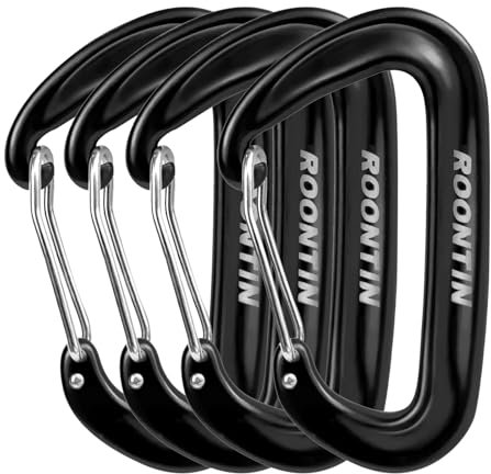 5 x Professionelle 12KN Aluminium Outdoor Karabiner - Robuste D-Haken für Camping, Wandern und Organisieren von Ausrüstung mit sicherem Federverschluss