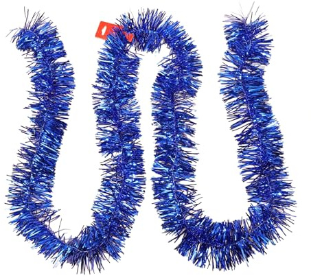 40m Weihnachtsgirlande Lametta-Girlande, Glänzend Metallic Tinsel Girlande Weihnachtsbaum Girlande Weihnachtsdeko Hängedeko für Hochzeit Silvester Party Karneval Fasching Deko Geburtstagsdeko, Blau
