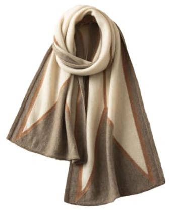 Damen-Schal, einfarbig, gestrickt, Jacquard, weich, warm, Kaschmir-Schal, lang, Kaschmir-Schal, Braun Grau, One size