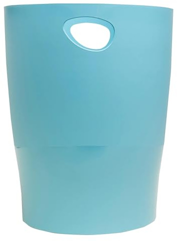 Exacompta - Réf. 45391D - Carton de 8 Corbeilles à Papier avec Poignées ECOBIN Pop N'Co - Grande Capacité 15 Litres - Dimensions 26,3 x 26,3 x 33,5 cm - pour Bureau ou Maison - Cyan