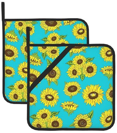 Set di presine isolate con stampa di girasoli, per cucina, adatto per microonde, forno e barbecue all'aperto