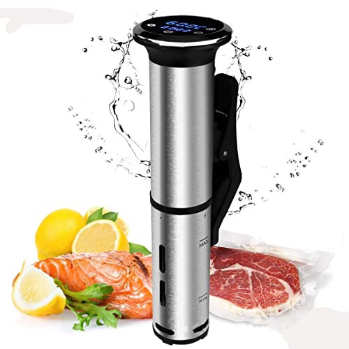 7LiuYueFei6 Cuiseur sous Vide, thermoplongeur, Chauffage Rapide 1200 W, étanchéité IPX7, écran Tactile numérique, température et minuterie précises, Noir