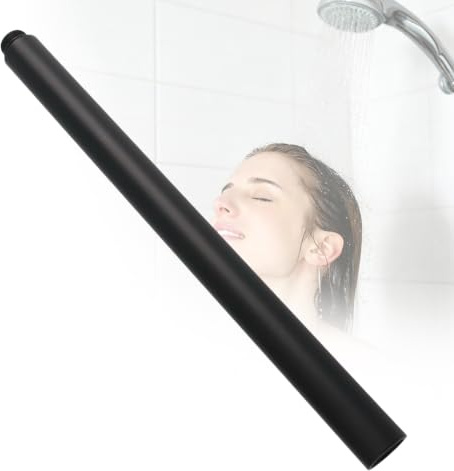 Homefurnishmall 30 cm runde Duschkopf-Verlängerung aus Edelstahl, 1,8 cm, Handbrause, Verlängerungsrohr für Badezimmer (schwarz)