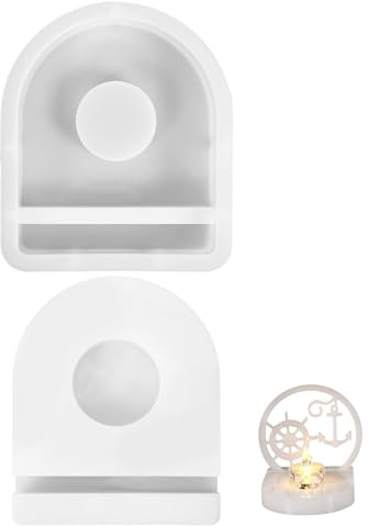 Silikonformen Gießformen Silikonformen Gießform Maritim, DIY Basteln Geschenk Silikonform Kerzenhalter 12,3cm/4,8inch Rundform 1cm/0,4inch Dicke, für Teelicht Aufbewahrung Tischdekoration(Weiß)