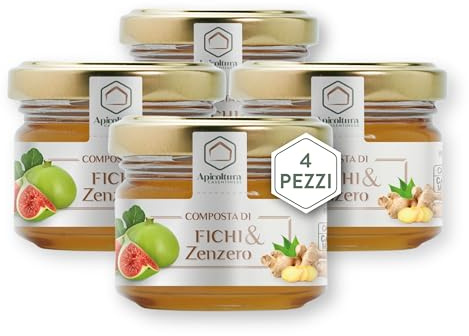 Apicoltura Casentinese, Composta di Fichi e Zenzero, Linea Gourmet, 4 Vasetti da 65 g