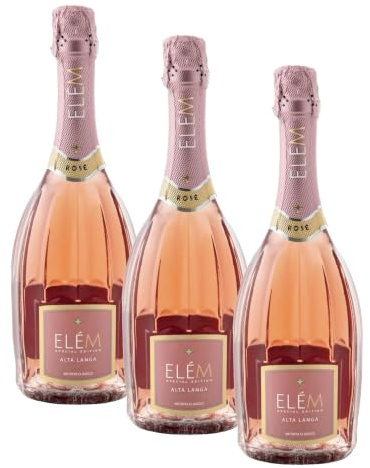 ELÈM Alta Langa DOCG Rosè Metodo Classico Pas dosè Vino Espumoso Italiano - 1 Botella X 750ml (Paquete de 3)