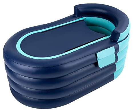 Bañera Inflable Plegable para Adultos Azul PVC 74x84x140 cm