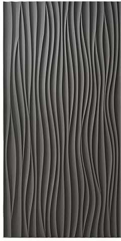 panneau mural decoratif Panneau décoratif texturé 3D moderne (lot de 8/16/24), dalles de plafond suspendu à motif ondulé pour revêtement de fond, papier peint PU pour tête de lit et salle de bain(Blac
