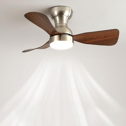 Smart Ventilatore da soffitto a LED dimmerabile da 48 W, con luci, montaggio a incasso, design a basso profilo, telecomando, ideale per casa, ufficio, casa estiva, stile moderno lampadario (71 cm)