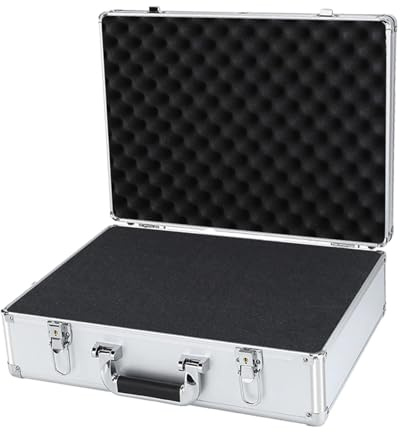 getuse Funda rígida de aluminio con espuma personalizable para equipos de audio, tarjetas de sonido, micrófonos, cámaras, caja de almacenamiento protectora blanca, llave XL