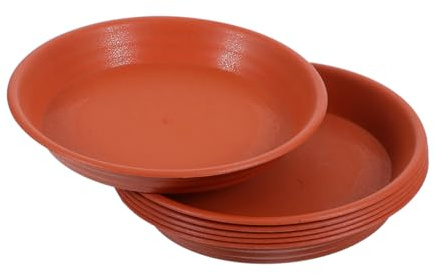 Gogogmee 6 pièces Lot de sous-Plats pour Pots de Fleurs Imitation Terre Cuite Plateau Rond de Bac de Drainage Plastique Résistant pour Plantes Intérieur Protection Anti-Fuite et Décoration