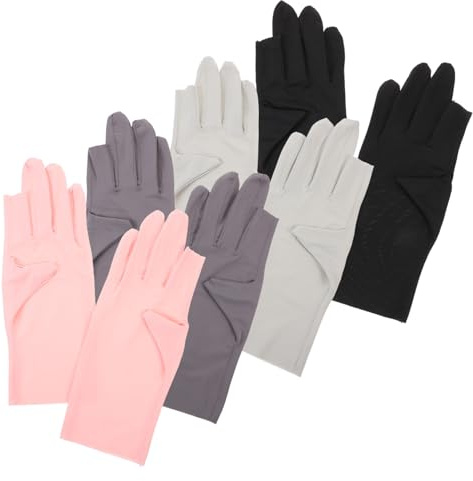 FONDOTIN Guantes de Manicura Anti-uv 4 Pares Talla Única Protección para Uñas de Gel Mujeres Verano Arte de Uñas Colores Surtidos Rosa Negro Gris Claro