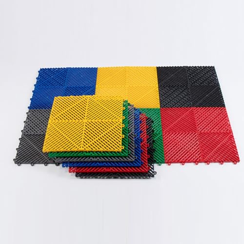 Loseta De PP Losetas Valla Protectora Ventana De Seguridad El Plastico, Baldosa De Jardín De Enclavamiento Drenaje Rápido Interior Exterior para Terraza Cocina SPA Baño(Red,15 PCS)
