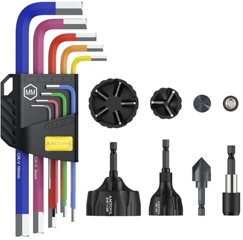 AMTOVL Metric Hex Key Set + Deburring External Chamfer Tool