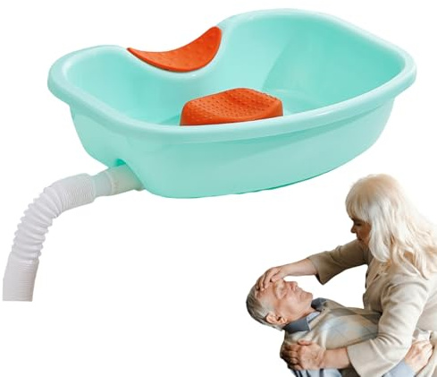Hårtvättstation – Kompakt Tvättskål, Ergonomiskt Nackstöd, Resevänlig Kompisbricka, Dräneringsslangsystem | För Styling Skönhetssalong Äldrevård Hårbehandling Handfat Side Grooming Area