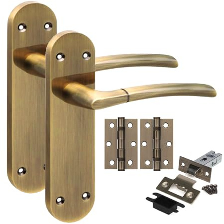 Golden Grace Indiana Victorian Door Handle Set, Antique Brass 1 Pair