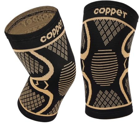 AOOWU Rodillera Menisco y Ligamento para Mujeres y Hombres, 2PCS Rodillera de Fibra de Cobre Compresión para Artritis, Lesión de Ligamentos, Desgarro de Menisco, Correr, Rehabilitación (Negro, L)