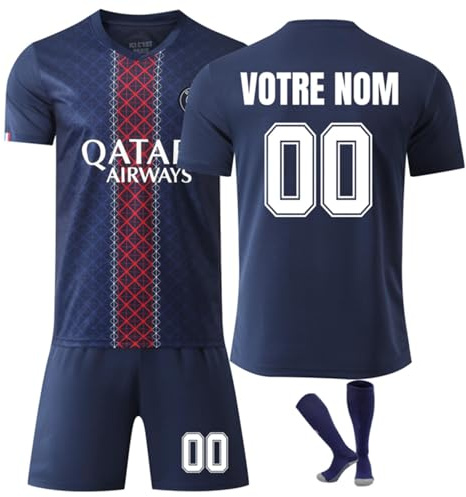 2026 Maillot de Foot Enfant Adulte, Maillot Personnalisé avec Nom et Numéro, Ensemble de Maillots avec Football Tee Shirt Short et Chaussettes Ntidérapantes, Domicile Extérieur Jersey Fans Vêtements