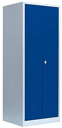 Lüllmann Spind Kleiderspind Stahl grau/blau 180x80x50cm komplett montiert | Spindschrank, Putzschrank, 515721, für Personalraum