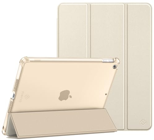 Fintie Hülle für iPad 9./8./7. Generation 10.2 Zoll (Modell 2021/2020/2019) | ultradünne leichte Schutzhülle mit Stifthalter, transparenter Rückseite Case Cover, Auto Schlaf/Wach Funktion, Champagner