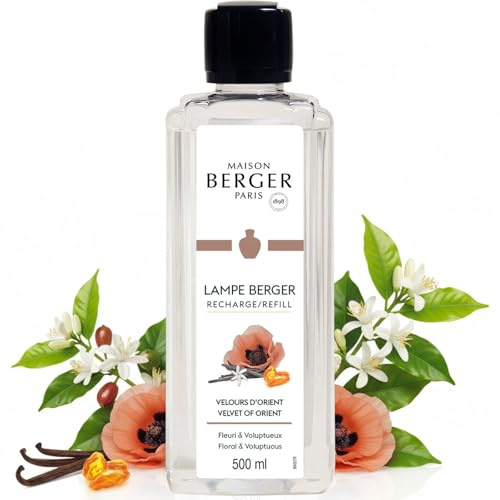 MAISON BERGER Lampe Berger Nachfüllung Samt aus dem Orient, 500 ml | Nachfüllung Samt aus dem Orient 500 ml für Lampe Berger Katalyse-Duftlampe, ca. 80 h, hilft Gerüche zu neutralisieren