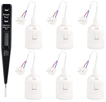 Set Portalampada E27 Bianco - 6 Pezzi Con Cavo 250V 4A - Per Cantiere, Lavori, Ristrutturazione - Adatto Per Lampade a Sospensione in Soggiorno, Cucina