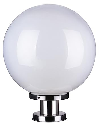 Φ30cm Sockelleuchten Silber Wegeleuchten IP44 Rostfreier Stahl Säule-Lampe Außen Säulenlampen Weiß Runde Ball Sockelleuchte Modern E27 Wasserdichte Acryl Rasen Terrasse Landschaft Teiche Spaltelampe