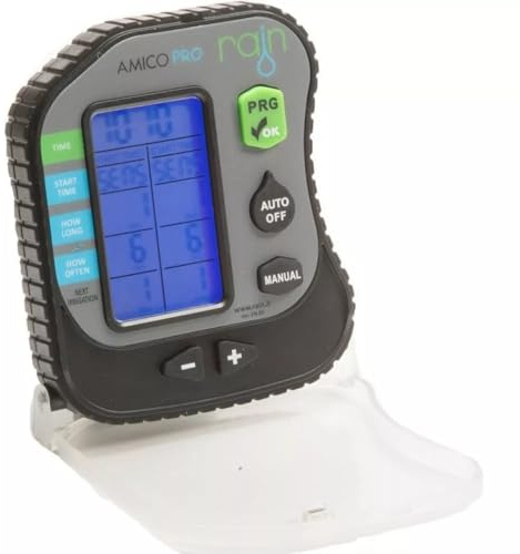 Programmatore di irrigazione a 1 zona Rain Amico PRO1 - Controller di irrigazione automatico, schermo LCD, installazione facile, resistente all'acqua, ideale per giardini e orti, 1 stazione 9 V