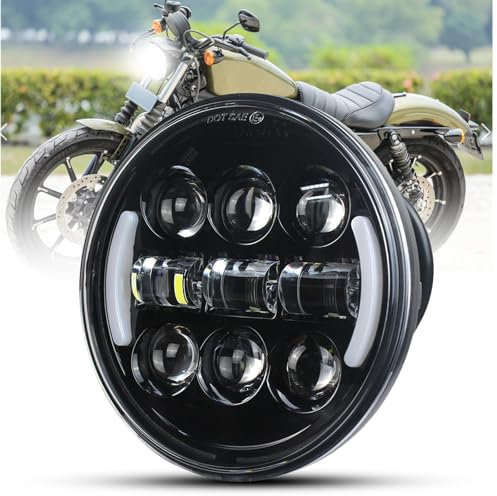 bamotoop 5-3/4 5.75 Inch Round Led Headlight with Turn Signal High Low Beam DRL Compatible with Harley Sportster XL 883 1200 Dyna
