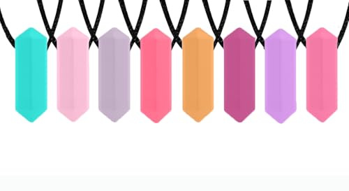 Sensory Kauen Halskette 8 Stück - Am besten für Kinder oder Erwachsene, die gerne beißen oder Autismus haben - Langlebiges und starkes Silikon-Kauspielzeug - Kaukette für Jungen und Mädchen