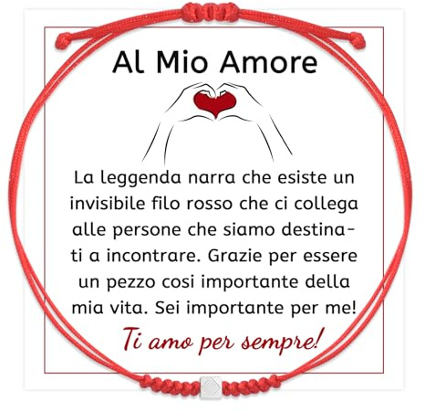 FANCIBAND Bracciale Portafortuna Filo Rosso del Destino, Braccialetto in Corda Intrecciata Fatto a Mano con Perline d'argento 925, Bracciale Amicizia Regolabile, Regalo per la Famiglia