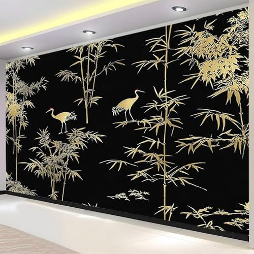 Fotomurales Decorativos Pared Bambú de Estilo Japonés 200x140 cm Papel Pintado Tejido No Tejido Negro Fotomural 3D Mural Paredes Papel Tapiz Decoración Salón o Dormitorio a.5970