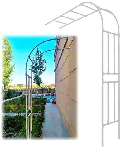 Garten Halbseitige Bogen 240cm Metall Rosenbogen Rankhilfe für Kletterpflanzen, Rosen, Reben, Wetterfestes Außenwandstützregal, Einfache Montage(Weiß,W 180 X H 240 cm)