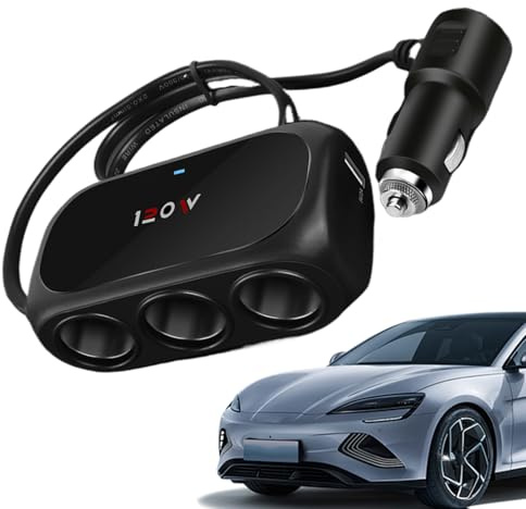 Caricatore Telefono per Auto | Adattatore Ricarica Auto 12V 24V 3 Prese | Prese Portatile Accessori Veicolo con 2 Porte USB Display LED Tensione Prolunga Spina per Camion Viaggio