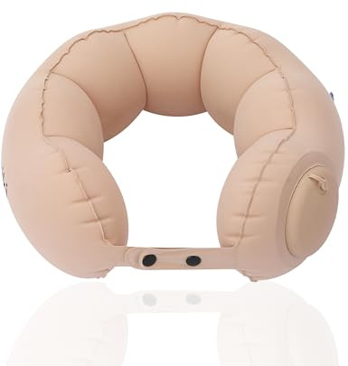 Inflatable Neck Pillow for Travel – Lightweight Hand-Pump Air Cushion for Airplane, Car, Train & Office Napping – Portable Compact Neck Support Pillow