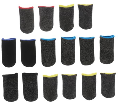 HAMPPLIES Fundas Antideslizantes Para Dedos Para Juegos De Móviles 8 Pares Delgadas y Transpirables Resistentes Al Sudor, Protectores Completos Para Yemas, Uso Gaming Móvil y Táctil, Multicolor