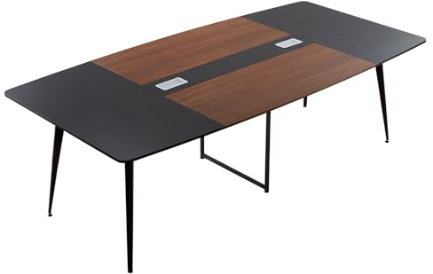 VEVOR Mesa de Conferencias, 10 Personas, Todo en Uno, con Forma de Barco, para Seminarios, Reuniones, Multiusos, con Patas Metálicas para Oficinas y Salas de Conferencias, 2400 x 1200 x 750 mm