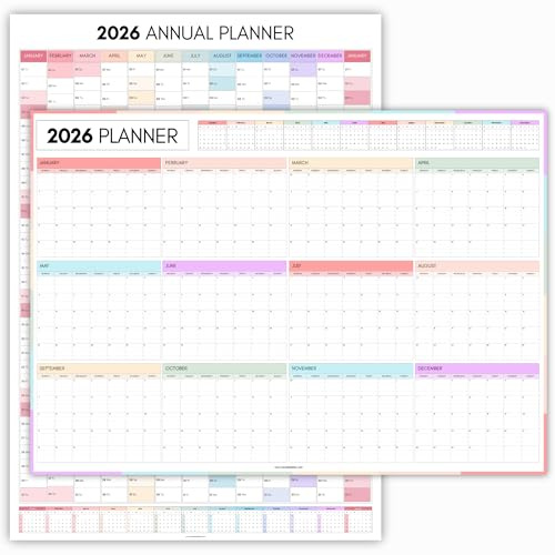 2026 Monthly Wall Planner, A2 60cm X 42cm | DOUBLE SIDED PRINT, Rainbow Wall Calendar 2026, Year Planner, Full Year to View | Organiser for Office, University, School (Calendar - Folded)