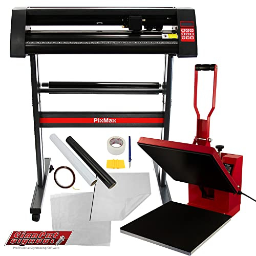 PixMax 72cm Schneideplotter Vinyl Cutter Plotter Vinyl-Schneideplotter Folienplotter Folienschneider & Transferpresse Hitzepresse Heisspresse Flachpresse Textilpresse im Set & Sublimationspapier